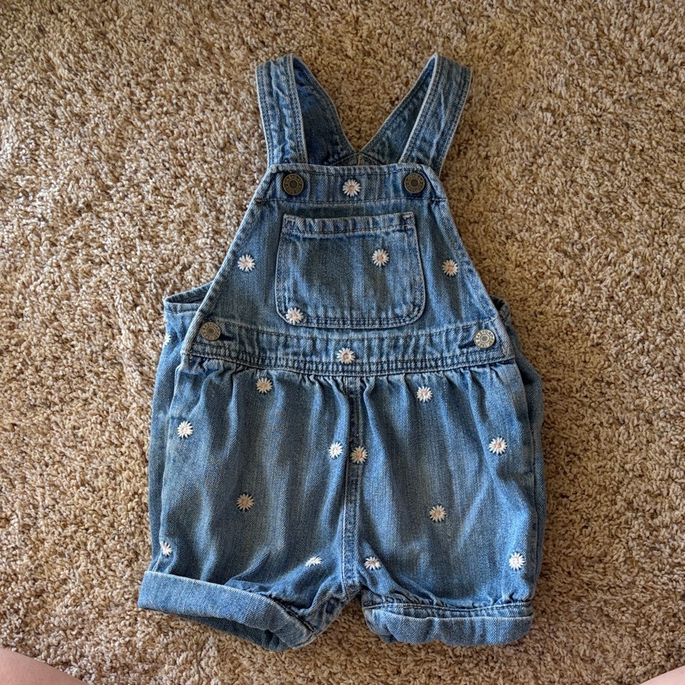 GAP Blue Kids Overalls with White Floral Accents